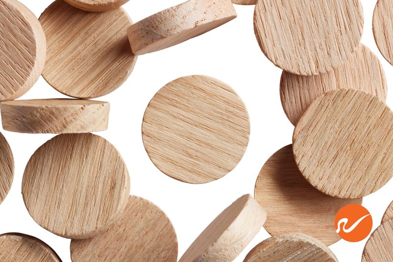 5 1000 OAK FWP SG 1 inch Oak Wood Plugs Face Grain Overhead