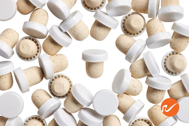 6 TT 19 5 WHI 19 5mm Natural T Corks White Tops Bar Top Corks Overhead