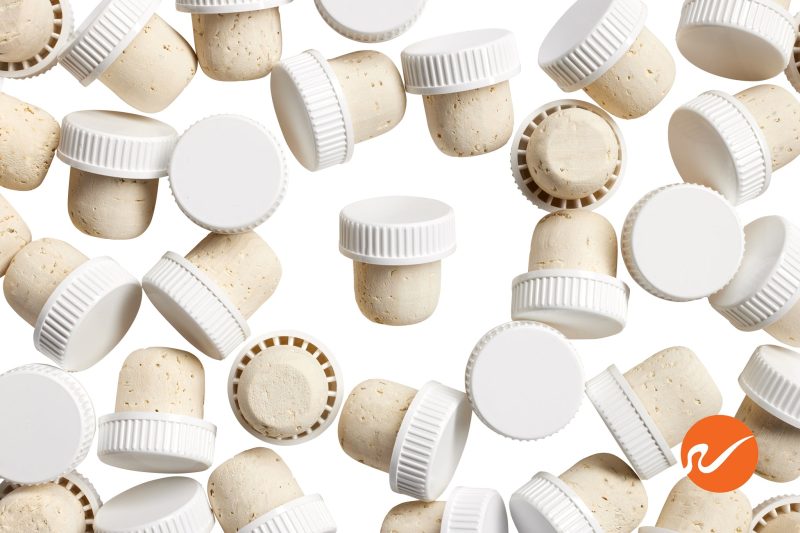 6 TT 22 5 WHI 22 5mm Natural T Corks White Tops Bar Top Corks Overhead