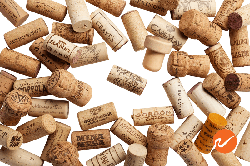 6 WUSED CCC Used Wine Corks Grade C Overhead