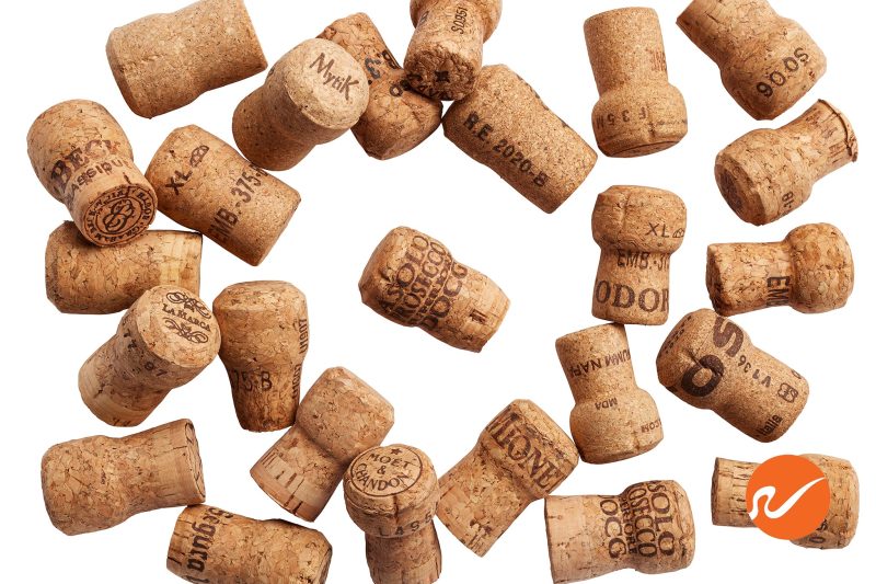 6 WUSED CHAMP Used Champagne Corks Overhead