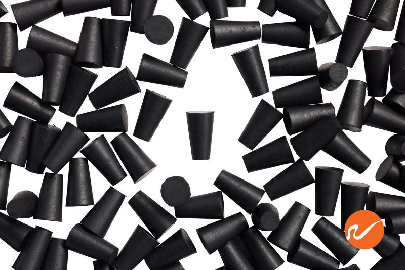 7 R000 EPDM RS Size 000 Rubber Stoppers Overhead