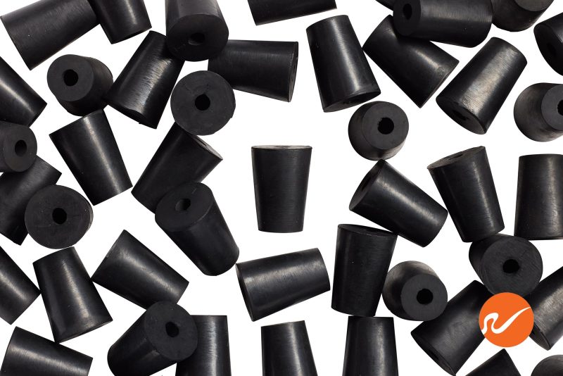 7 R01 1 EPDM RS Size 1 Rubber Stoppers with 1 hole Overhead