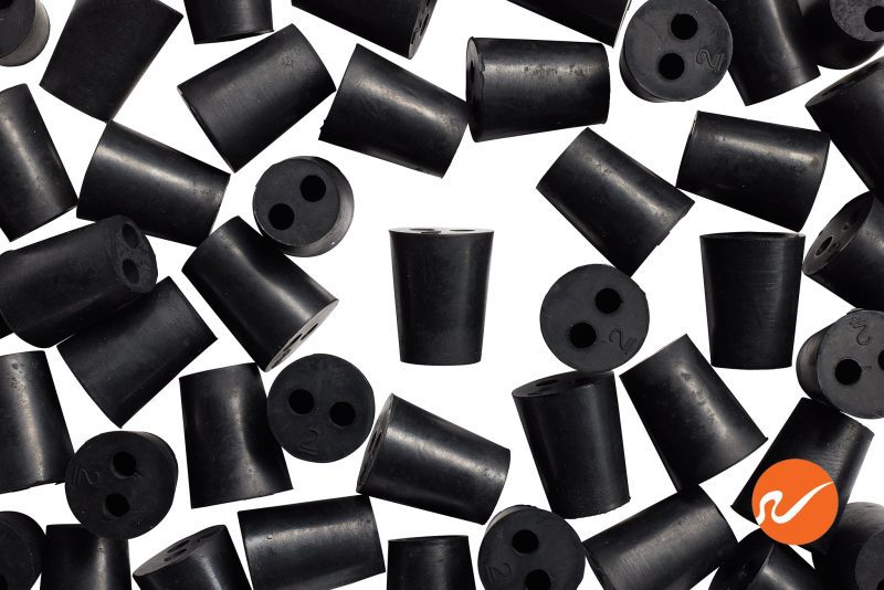 7 R02 2 EPDM RS Size 2 Rubber Stoppers with 2 holes Overhead