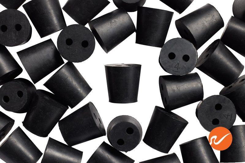 7 R04 2 EPDM RS Size 4 Rubber Stoppers with 2 holes Overhead