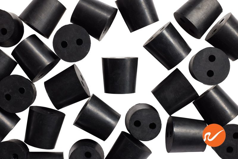 7 R05 2 EPDM RS Size 5 Rubber Stoppers with 2 holes Overhead