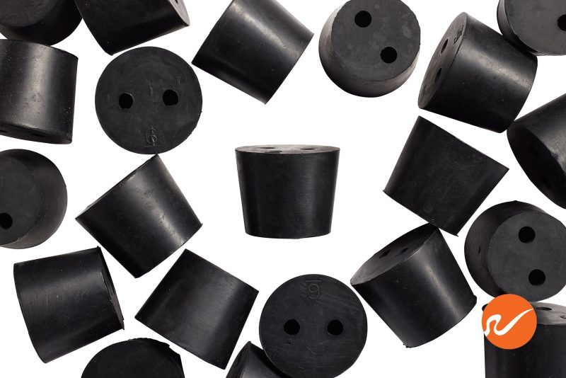 7 R06 2 EPDM RS Size 6 Rubber Stoppers with 2 holes Overhead