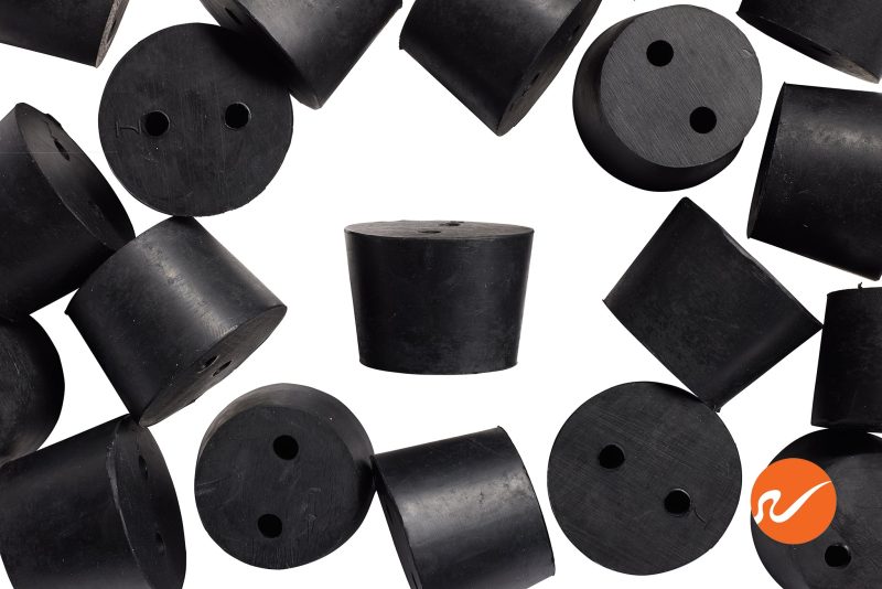 7 R07 2 EPDM RS Size 7 Rubber Stoppers with 2 holes Overhead 1