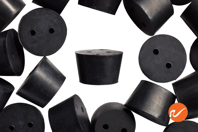 7 R08 2 EPDM RS Size 8 Rubber Stoppers with 2 holes Overhead