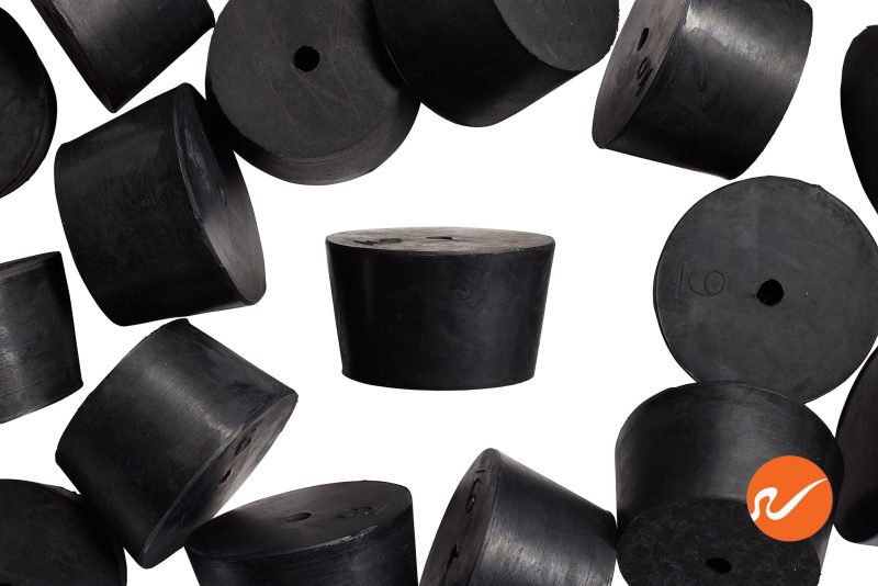 7 R09 1 EPDM RS Size 9 Rubber Stoppers with 1 hole Overhead