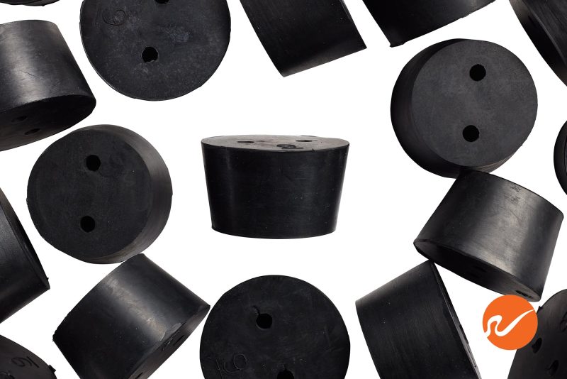 7 R09 2 EPDM RS Size 9 Rubber Stoppers with 2 holes Overhead