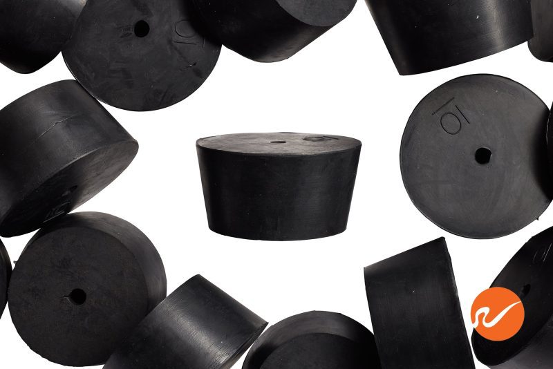 7 R10 1 EPDM RS Size 10 Rubber Stoppers with 1 hole Overhead