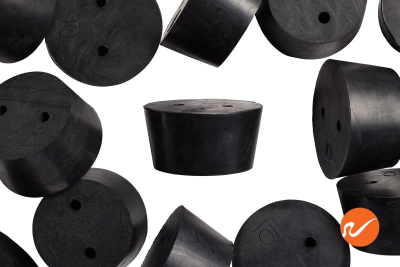 7 R10 2 EPDM RS Size 10 Rubber Stoppers with 2 holes Overhead