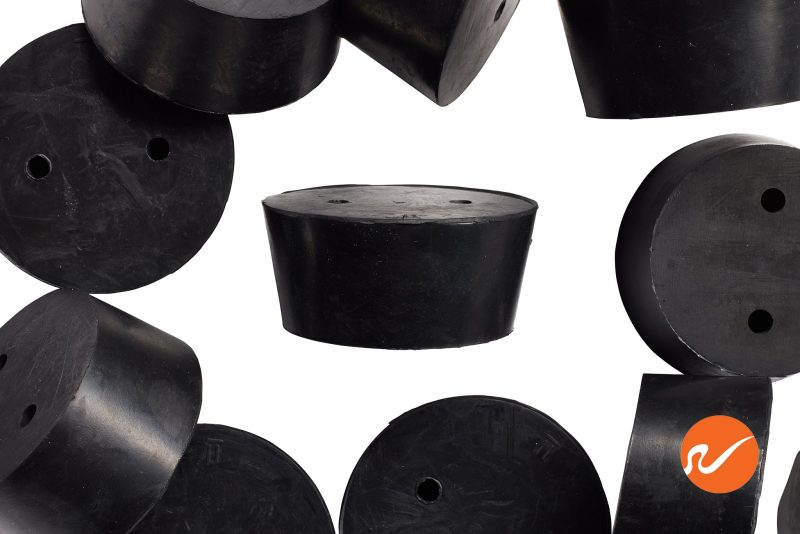 7 R11 2 EPDM RS Size 11 Rubber Stoppers with 2 holes Overhead