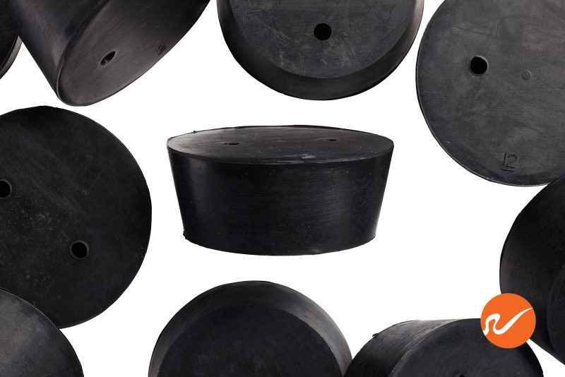 7 R12 2 EPDM RS Size 12 Rubber Stoppers with 2 holes Overhead